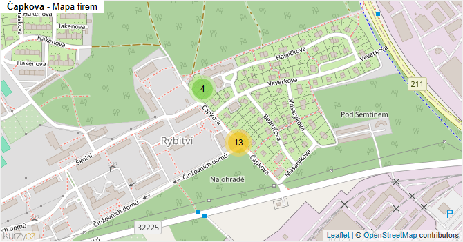 Čapkova - mapa firem