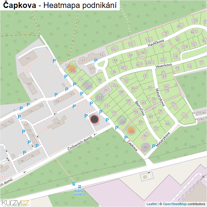 Mapa Čapkova - Firmy v ulici.