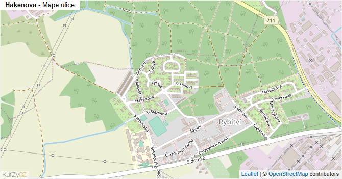 Hakenova - mapa ulice