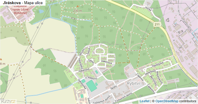 Jiráskova - mapa ulice