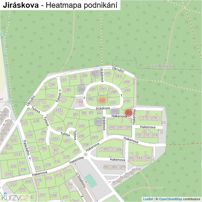 Mapa Jiráskova - Firmy v ulici.
