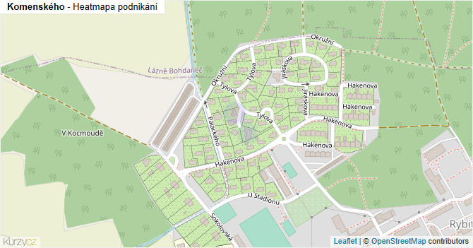 Komenského - mapa podnikání