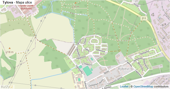 Tylova - mapa ulice