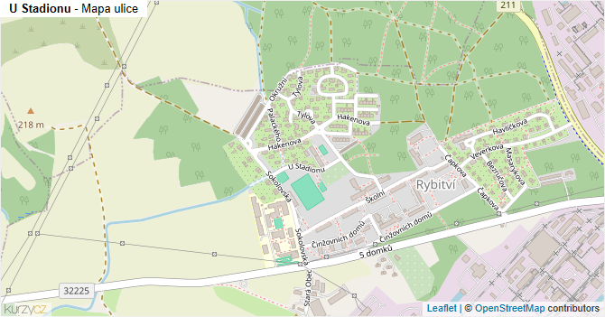 U Stadionu - mapa ulice