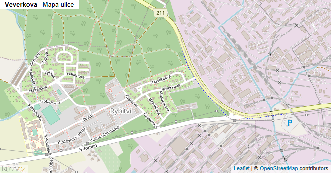 Veverkova - mapa ulice