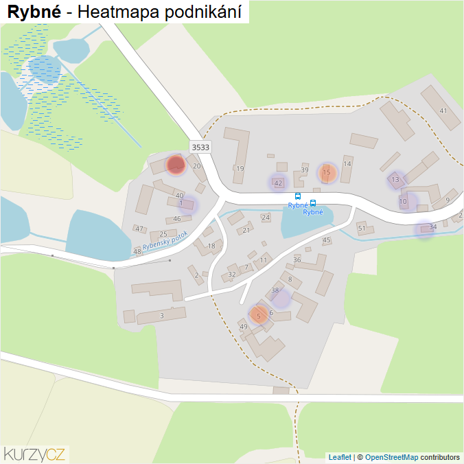 Mapa Rybné - Firmy v části obce.