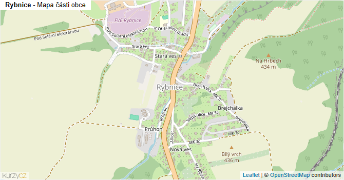 Rybnice - mapa části obce
