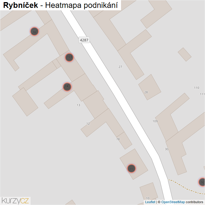 Mapa Rybníček - Firmy v obci.