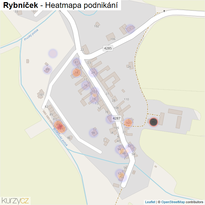 Mapa Rybníček - Firmy v části obce.