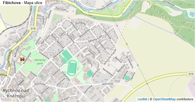 Fibichova - mapa ulice
