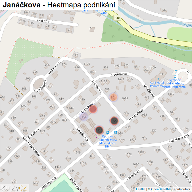 Mapa Janáčkova - Firmy v ulici.