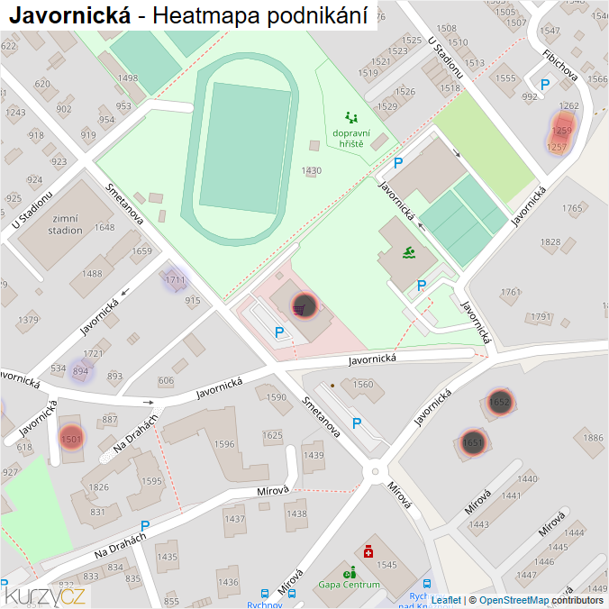 Mapa Javornická - Firmy v ulici.