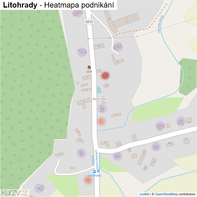 Mapa Litohrady - Firmy v části obce.