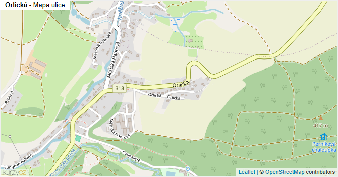 Orlická - mapa ulice