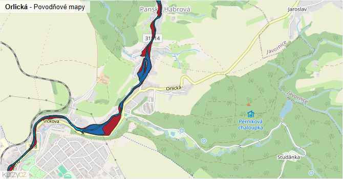 Orlická - záplavové mapy stoleté vody