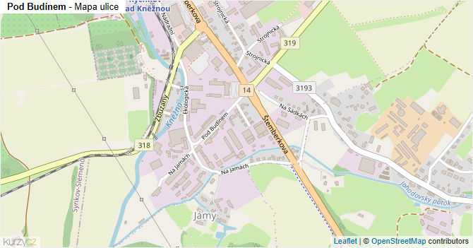 Pod Budínem - mapa ulice