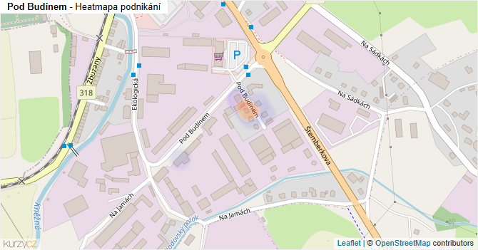 Pod Budínem - mapa podnikání