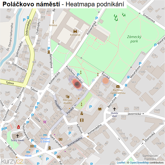 Mapa Poláčkovo náměstí - Firmy v ulici.