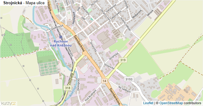 Strojnická - mapa ulice