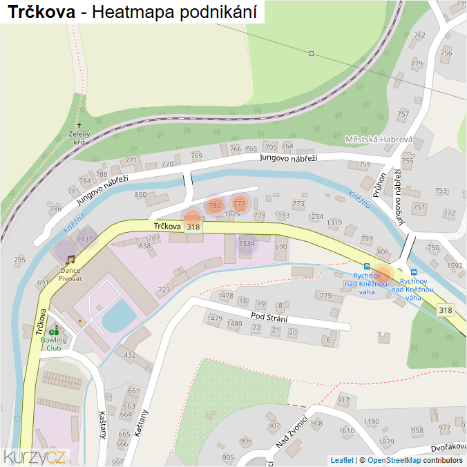 Mapa Trčkova - Firmy v ulici.