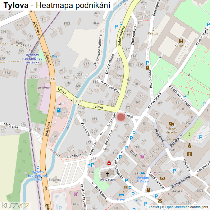 Mapa Tylova - Firmy v ulici.