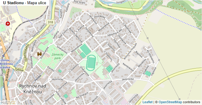 U Stadionu - mapa ulice