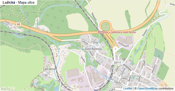Lužická - mapa ulice
