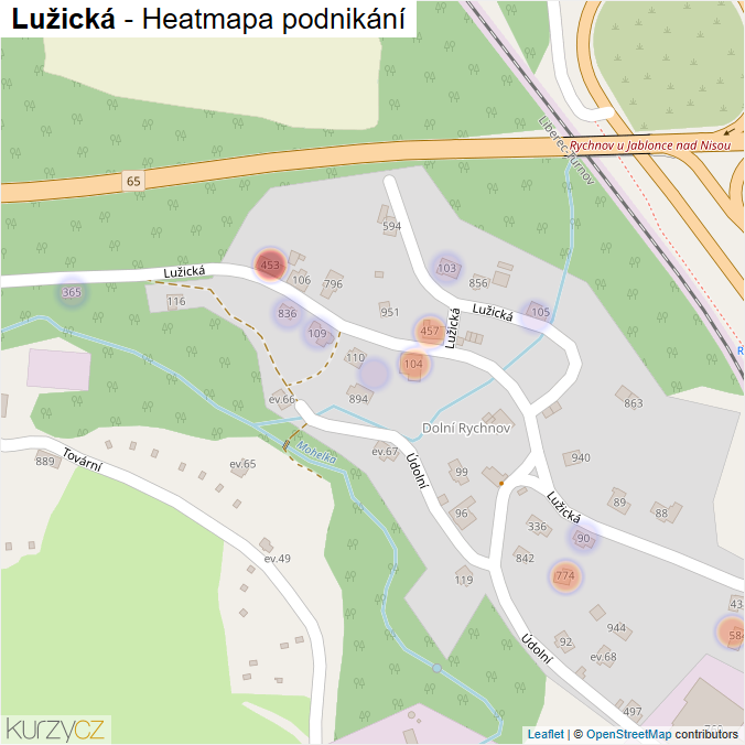Mapa Lužická - Firmy v ulici.