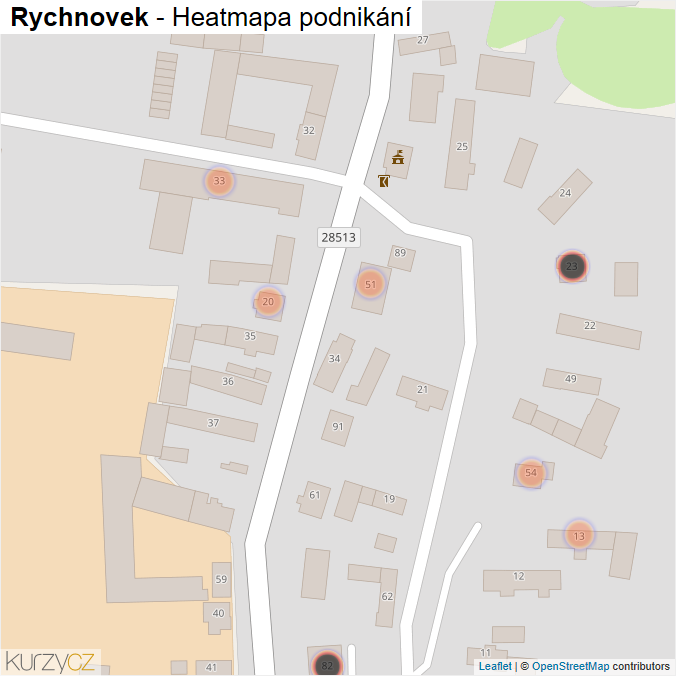 Mapa Rychnovek - Firmy v obci.