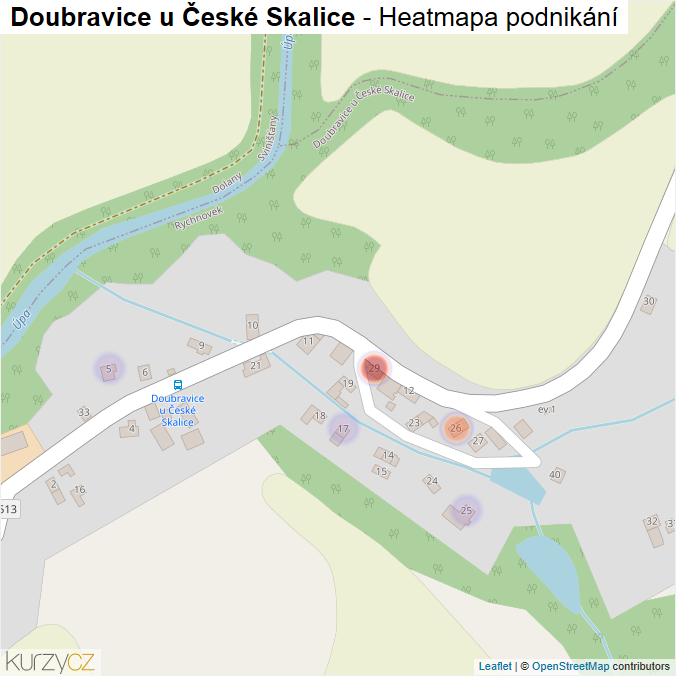 Mapa Doubravice u České Skalice - Firmy v části obce.