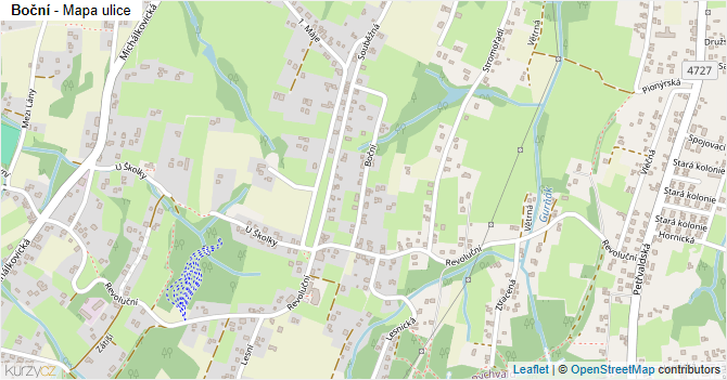 Boční - mapa ulice