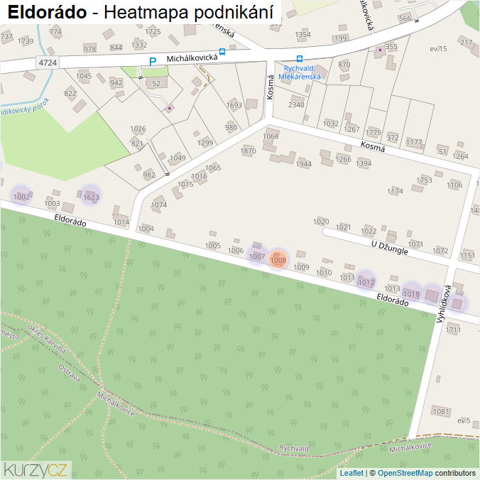 Mapa Eldorádo - Firmy v ulici.