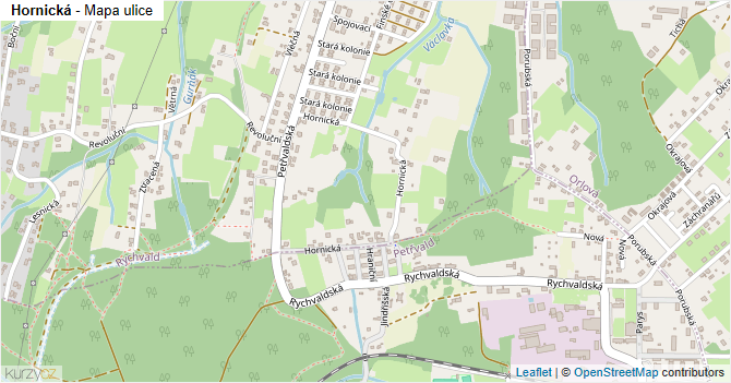 Hornická - mapa ulice