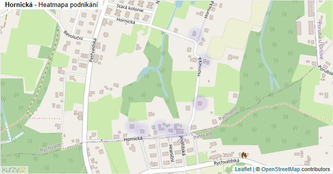 Hornická - mapa podnikání