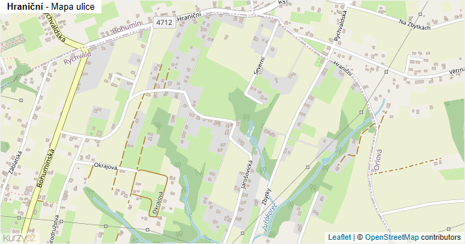 Hraniční - mapa ulice