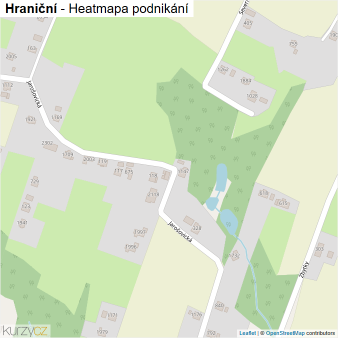 Mapa Hraniční - Firmy v ulici.
