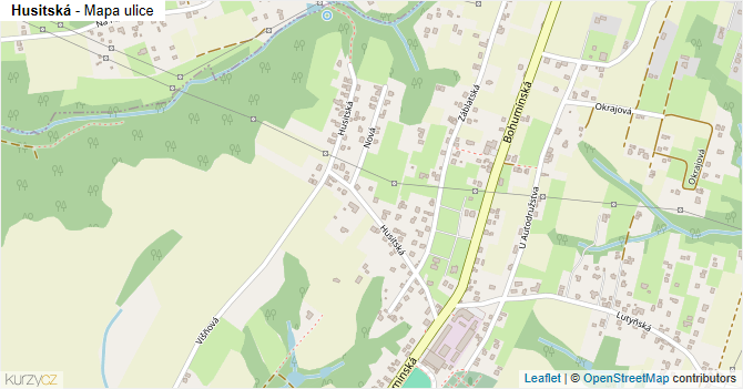 Husitská - mapa ulice