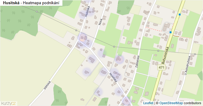 Husitská - mapa podnikání