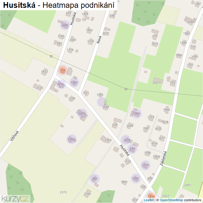 Mapa Husitská - Firmy v ulici.