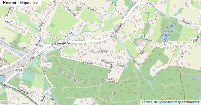 Kosmá - mapa ulice