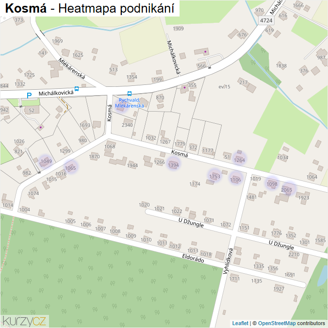 Mapa Kosmá - Firmy v ulici.