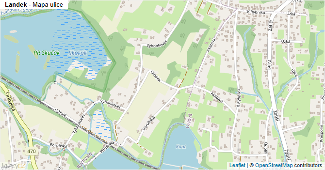 Landek - mapa ulice