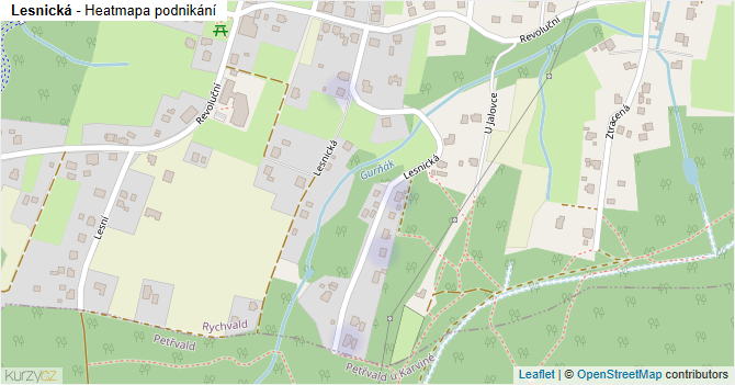Lesnická - mapa podnikání
