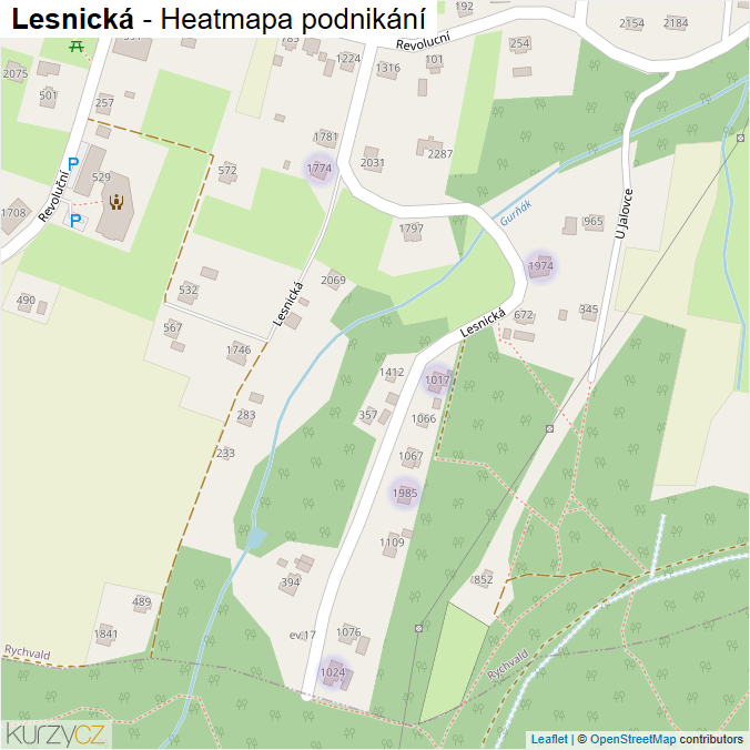 Mapa Lesnická - Firmy v ulici.