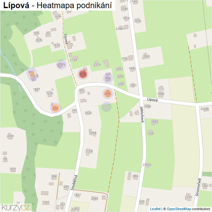 Mapa Lípová - Firmy v ulici.