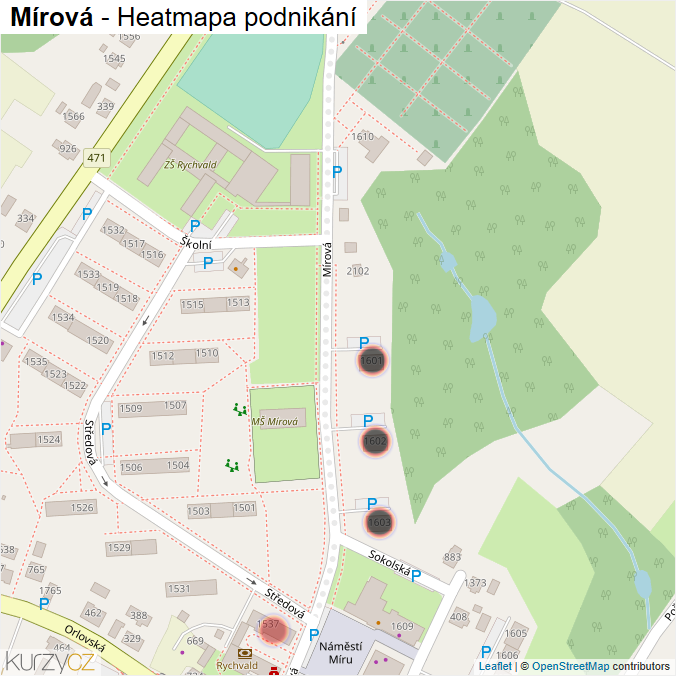 Mapa Mírová - Firmy v ulici.