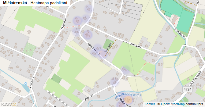 Mlékárenská - mapa podnikání