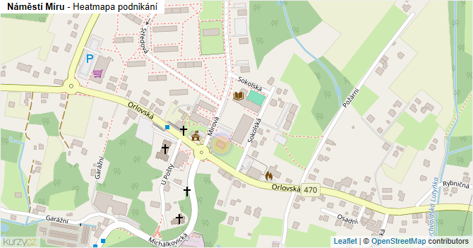 Náměstí Míru - mapa podnikání