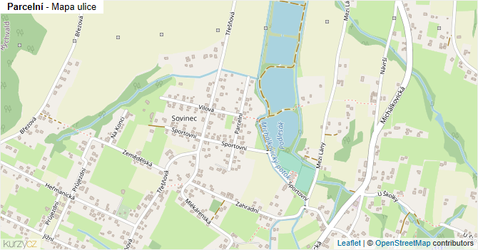 Parcelní - mapa ulice