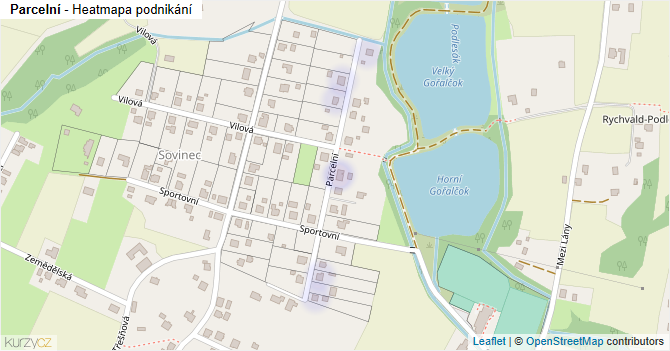 Parcelní - mapa podnikání
